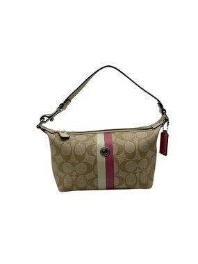 Coach Legacy Beige Canvas Signature Stripe Top Handle Bag